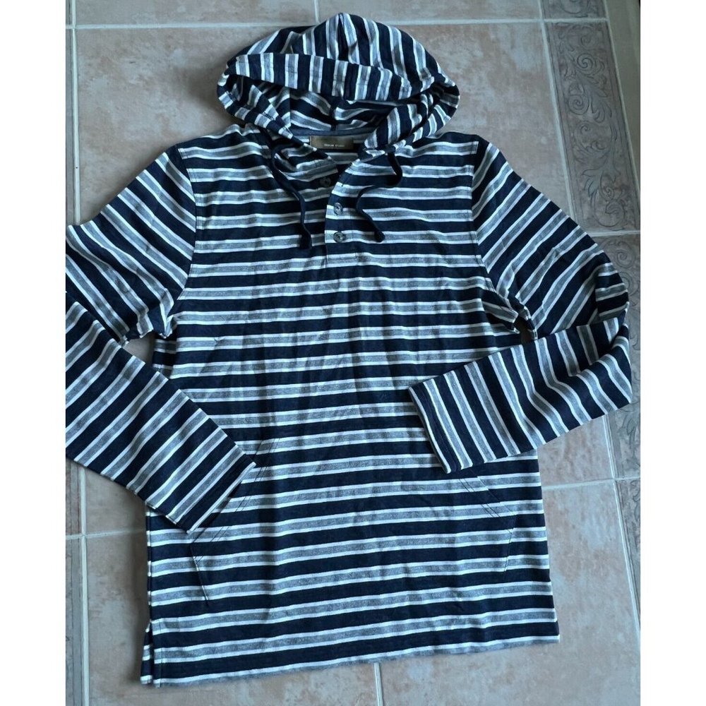 Design Studio French cotton blend terry‎ striped sweatshirt hoodie  men size M
